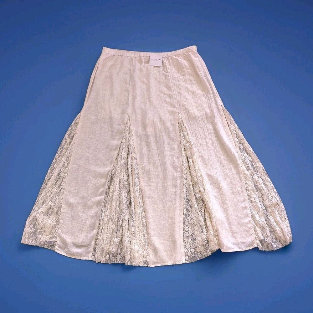 AE-American Eagle XL Skirt Hi-Waisted Split Lace Maxi Cottagecore Festival NWT